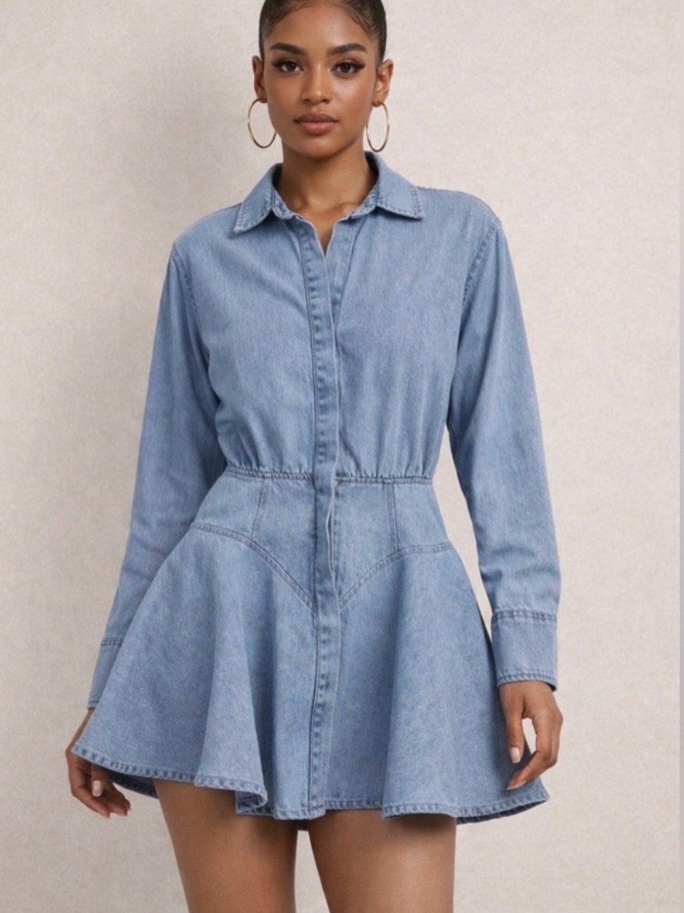 NWT Mon Renn Boho Denim western cowgirl flare dress. Size Medium M